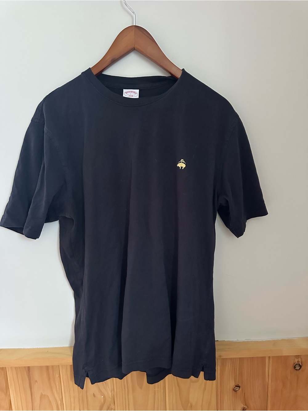 Brooks Brothers Black Short-Sleeve Tee with Small Yellow Logo
